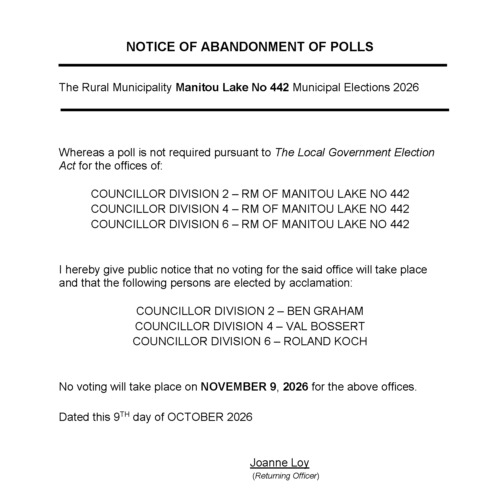 Abandon Poll 2026